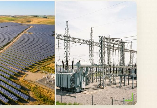 Usina solar de grande porte e subestação